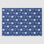 Hanukkah Blue Menorah Dreidel Pattern Chanukah Seidenpapier (Vorderseite)