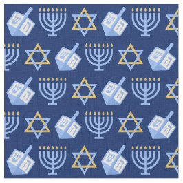 Hanukkah Blue Menorah Dreidel Pattern Chanukah Stoff