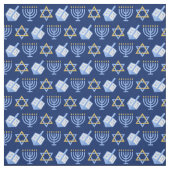 Hanukkah Blue Menorah Dreidel Pattern Chanukah Stoff (Muster)