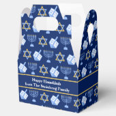 Hanukkah Blue Menorah Dreidel Pattern Custom Party Geschenkschachtel (Geöffnet)