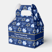 Hanukkah Blue Menorah Dreidel Pattern Custom Party Geschenkschachtel (Vorderseite)