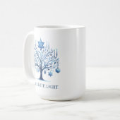 Hanukkah Blue Menorah Tree mit Star von David Kaffeetasse (Vorderseite Links)