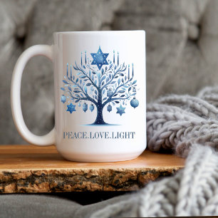 Hanukkah Blue Menorah Tree mit Star von David Kaffeetasse