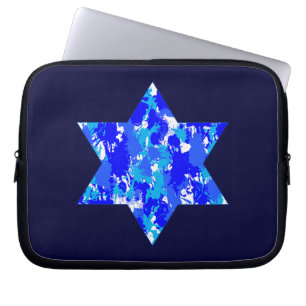 Hanukkah Blue Paint Spritzer Jüdischer Star Laptopschutzhülle
