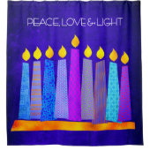 Hanukkah Blue Pattern Boho Candle Peace Liebe Ligh Duschvorhang (Vorderseite)