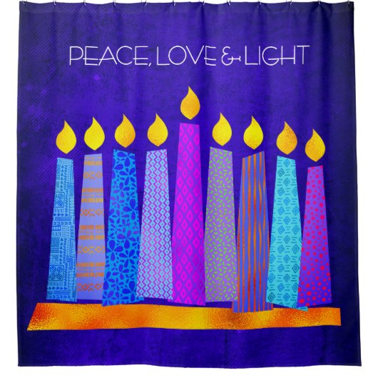 Hanukkah Blue Pattern Boho Candle Peace Liebe Ligh Duschvorhang (Vorderseite)