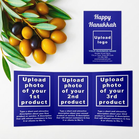 Hanukkah Blue Trifold Card Dreifach Gefaltete Karte