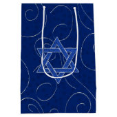 Hanukkah Blue und Silver Wirbel Mittlere Geschenktüte (Rückseite)