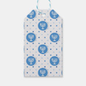 Hanukkah Blue und White Polka Dot Menorah Geschenk Geschenkanhänger (Vorderseite)