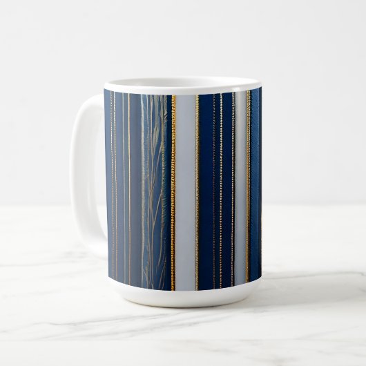 Hanukkah Blues Stripes Blue White Kaffeetasse (Vorderseite Links)