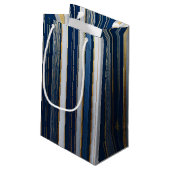 Hanukkah Blues Stripes Blue White Kleine Geschenktüte (Rückseite Schrägansicht)