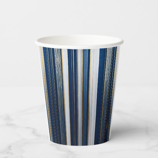 Hanukkah Blues Stripes Blue White Pappbecher (Rückseite)
