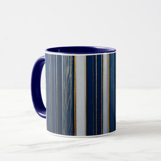 Hanukkah Blues Stripes Blue White Tasse (Vorderseite Links)