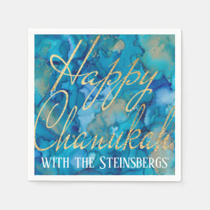Hanukkah Blues und Golds Serviette
