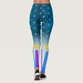 Hanukkah Boho Candles Turquoise Star von David Aqu Leggings (Rückseite)