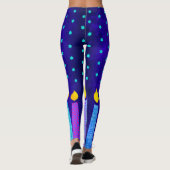 Hanukkah Boho Candles Turquoise Star von David Blu Leggings (Rückseite)
