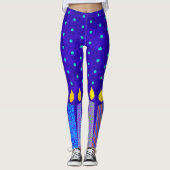 Hanukkah Boho Candles Turquoise Star von David Blu Leggings (Vorderseite)