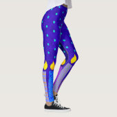 Hanukkah Boho Candles Turquoise Star von David Blu Leggings (Rechts)
