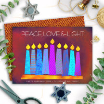 Hanukkah Boho Muster Kerzen Frieden Liebe Licht Ro