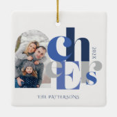 Hanukkah Bold Foto Blue Keramikornament (Rückseite)