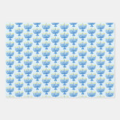 Hanukkah Botanical Menorah Watercolor Blue Geschenkpapier Set (Vorderseite)
