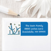 Hanukkah bringt Labels "Menorah Bling Blue Gold" z (Insitu)