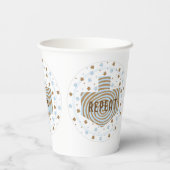 Hanukkah Brown Blue Swirl 8 oz. Pappbecher (Rückseite)