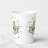 Hanukkah Brown Blue Swirl 8 oz. Pappbecher (Rechts)
