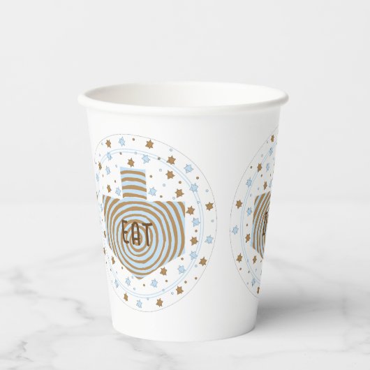Hanukkah Brown Blue Swirl 8 oz. Pappbecher (Vorderseite)