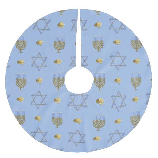 Hanukkah Bush Polyester Weihnachtsbaumdecke (Vorderseite)