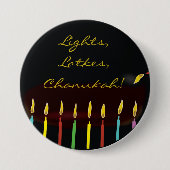 Hanukkah Button, Lichter, Latkes, Chanukah! Button (Vorderseite)