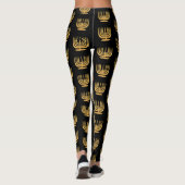 Hanukkah Candelabra Candle Gold Black Leggings (Rückseite)