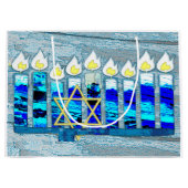 Hanukkah Candles mit Gold Star von David Große Geschenktüte (Vorderseite)