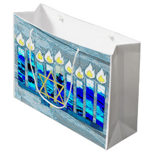 Hanukkah Candles mit Gold Star von David Große Geschenktüte