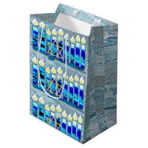 Hanukkah Candles mit Gold Star von David Mittlere Geschenktüte
