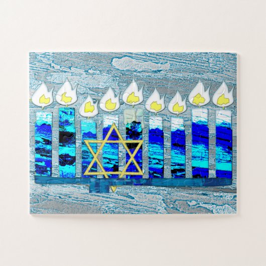 Hanukkah Candles mit Gold Star von David Puzzle (Horizontal)