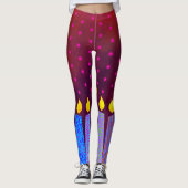 Hanukkah Candles Pink Star von David Pattern auf R Leggings (Vorderseite)