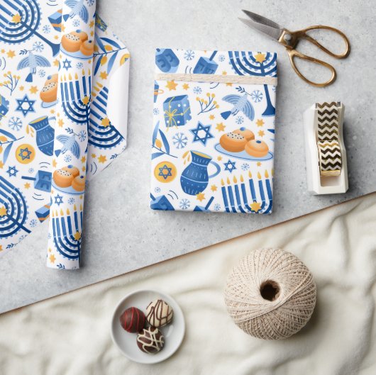Hanukkah Candles Wrapping Paper Geschenkpapier (Kunsthandwerk)