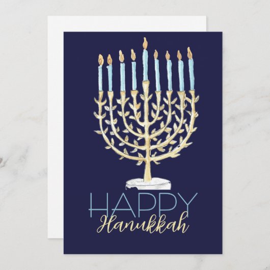 Hanukkah Card Blue Feiertagskarte (Vorne/Hinten)