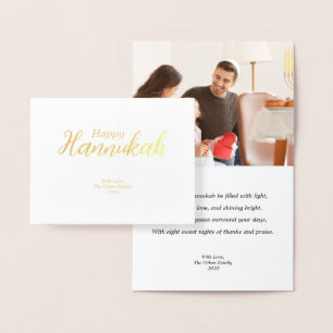 Hanukkah Card Family Foto Urlaub Segen Gold Folienkarte