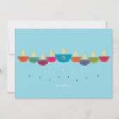 Hanukkah Card farbenfrohe Öllampe Menorah | Himmel Einladung (Vorderseite)