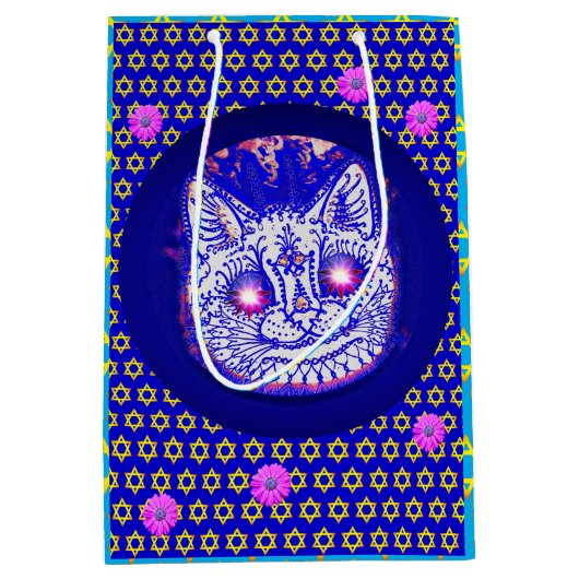 HANUKKAH CAT Geschenktasche Mittlere Geschenktüte (Vorderseite)