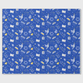 Hanukkah Celebration Blue Background Geschenkpapier (Flach)