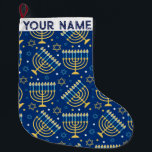 Hanukkah Chanukah Blue Moderne Weihnachten Juden Großer Weihnachtsstrumpf<br><div class="desc">Hanukah, Menorah, Wohngestaltung, Hanukkah Dekoration, farbenfrohe Menorah, jüdischer Dezember, menorah Strumpf, personalisiert, Festival der Lichter, </div>