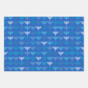 Hanukkah Chanukah Chanukkiah Menora Muster Blau Geschenkpapier Set