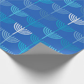 Hanukkah Chanukah Chanukkiah Menorah Muster Blue Geschenkpapier (Ecke)