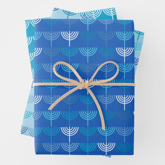 Hanukkah Chanukah Chanukkiah Menorah Muster Blue Geschenkpapier Set (Beispiel)