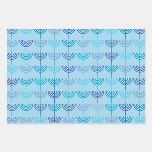 Hanukkah Chanukah Chanukkiah Menorah Pattern Geschenkpapier Set (Vorderseite 3)