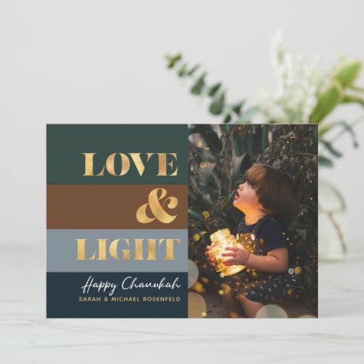 Hanukkah Chanukah Gold Liebe & Foto (Stehend Vorderseite)