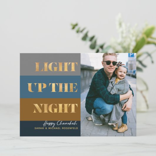 Hanukkah Chanukah Gold Light Up Night Foto (Stehend Vorderseite)